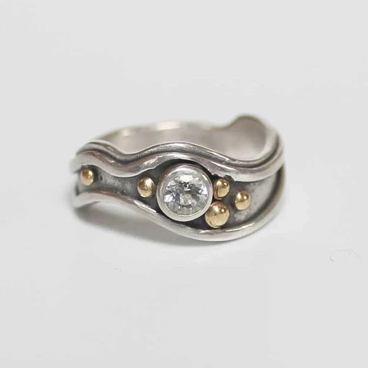 Anello Ola in argento con cristalli d'epoca