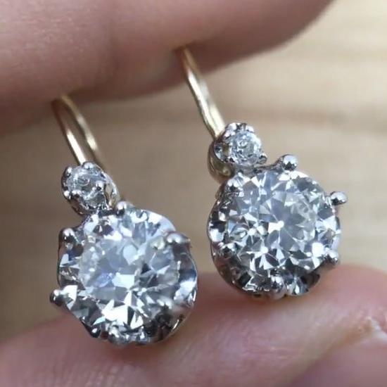 Aretes Platino Cristalino Vintage