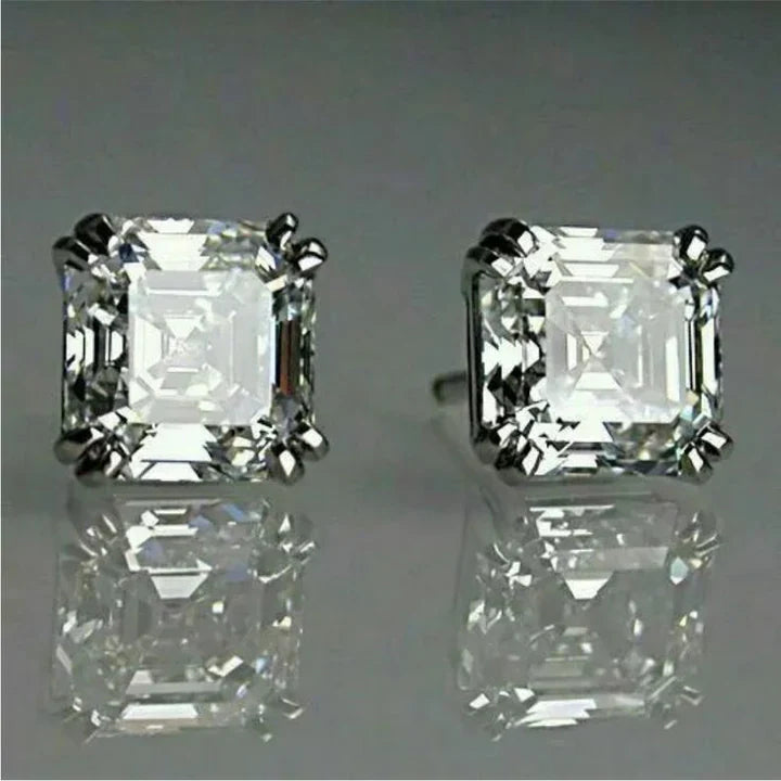 Aretes Cúbicos Brillantes en Plata Vintage