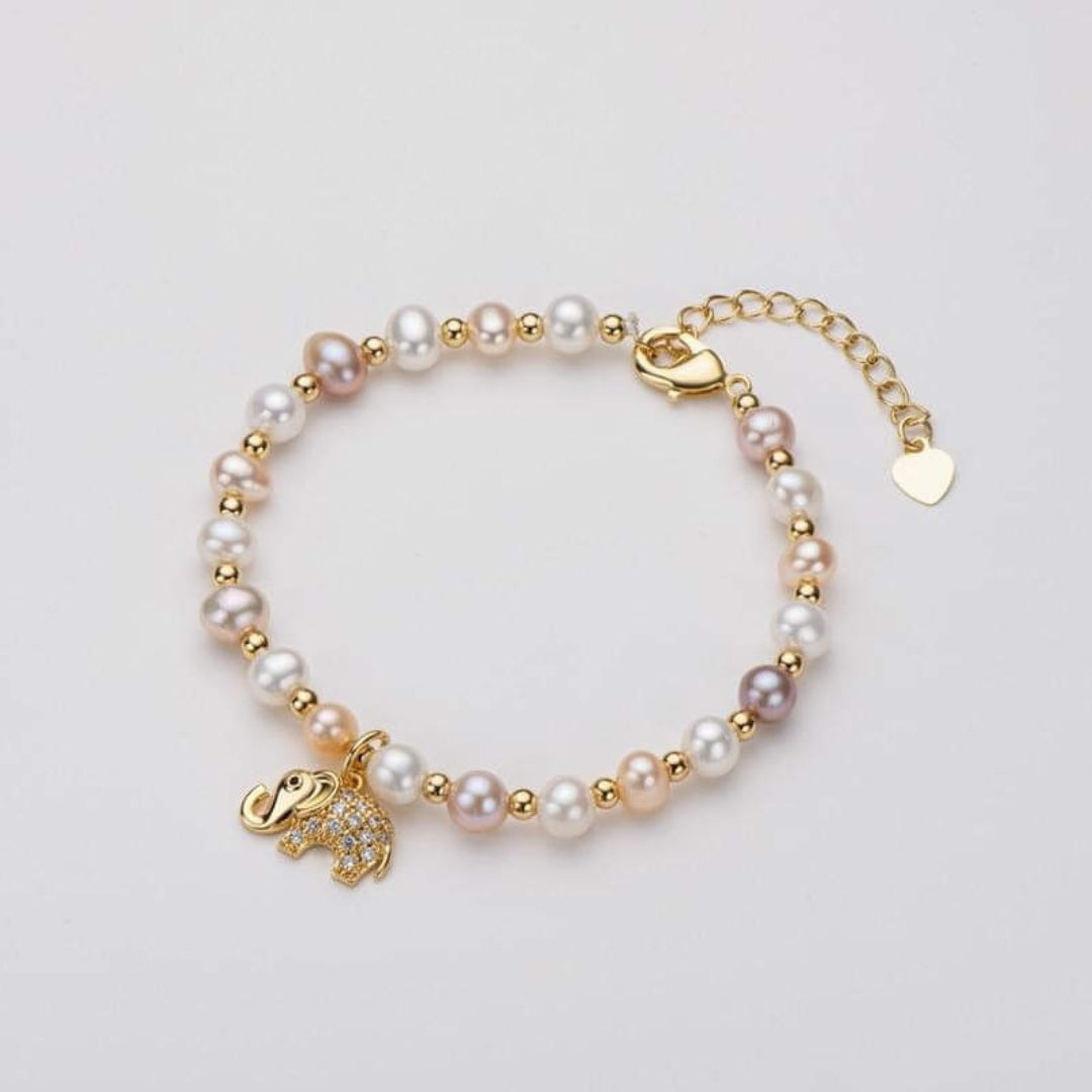 Bracciale Elefante con Perle in Oro