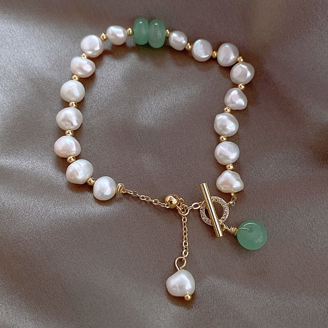 Bracciale Avventura con perle e cristalli verdi