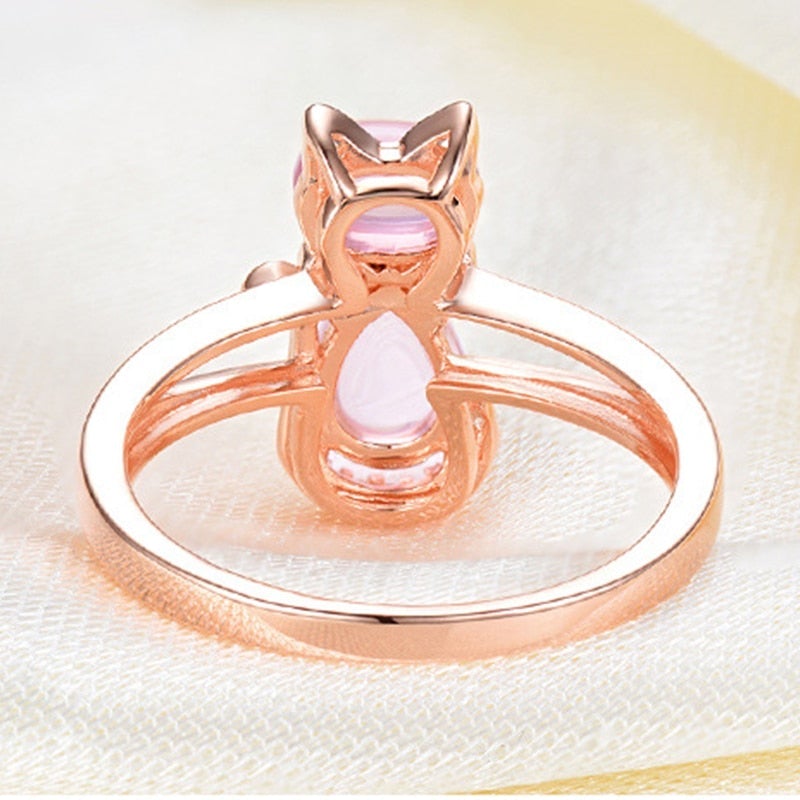 Anello con Gatto in Oro Rosa