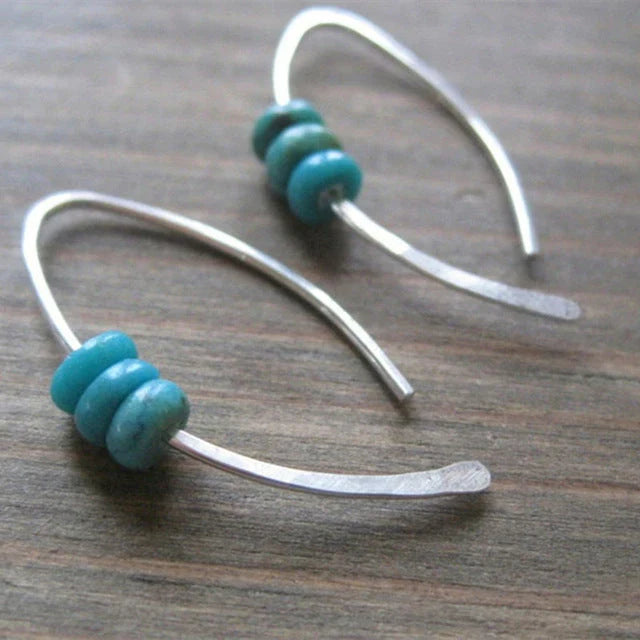 Aretes Boho Opal Azul