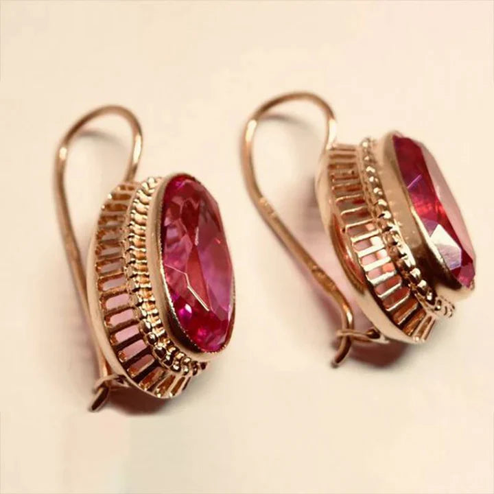 Aretes Cristales Rojos Vintage