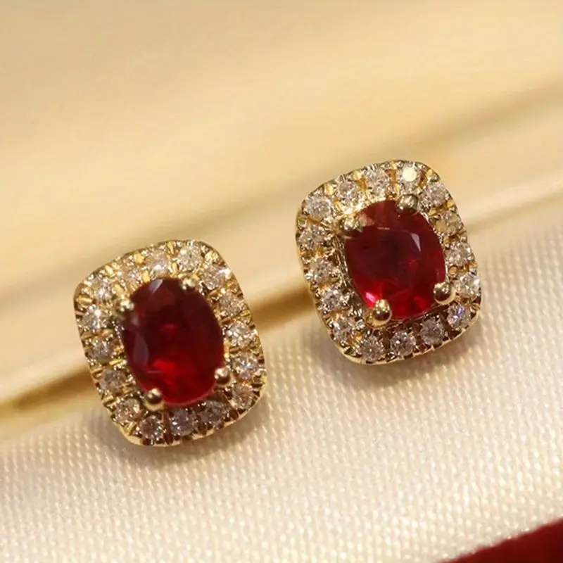 Aretes Rojos Vintage en Oro