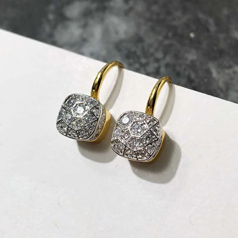 Aretes Cúbicos Brillantes Dorados