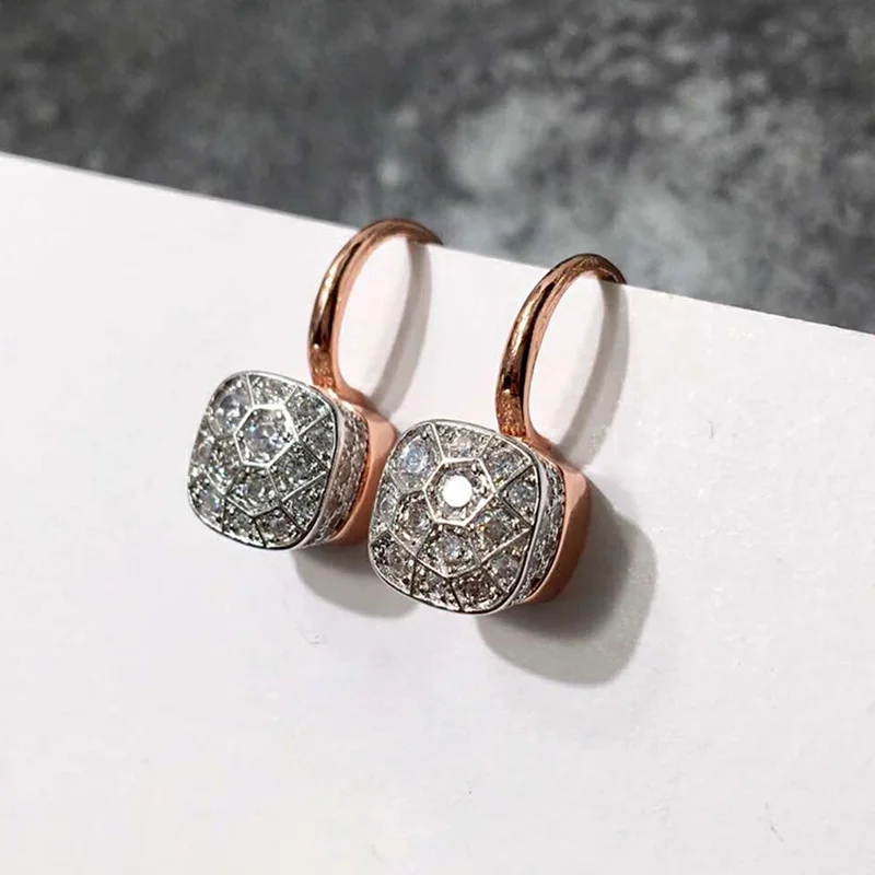 Aretes Cúbicos Brillantes Rosados