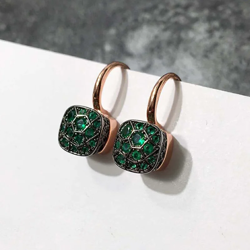 Aretes Cúbicos Brillantes Verdes