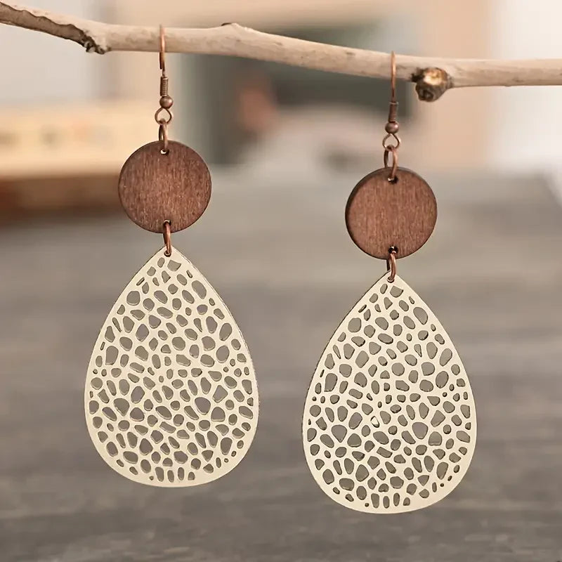 Aretes Huecos Marrones Vintage