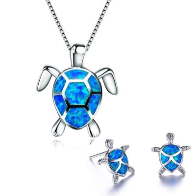 Set Collana + Orecchini di Tartarughe Marine in Opale e Argento